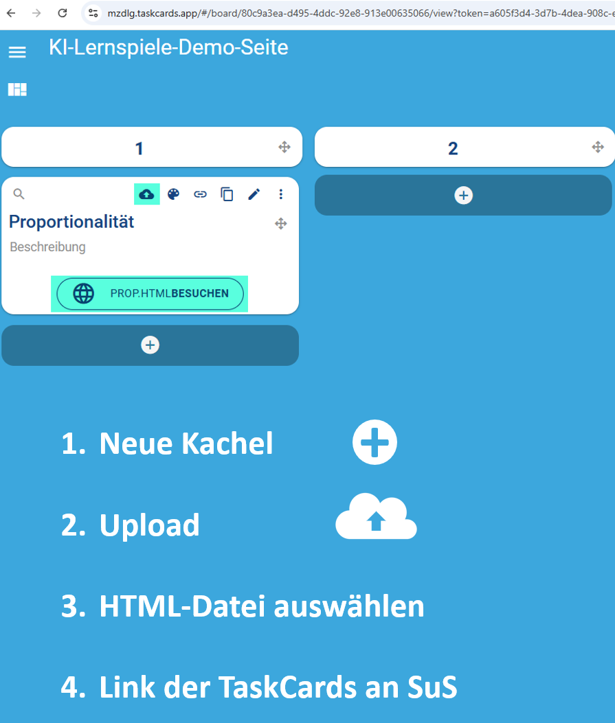 Taskcards Einbindung Screenshot