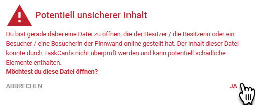 Taskcards Einbindung Screenshot